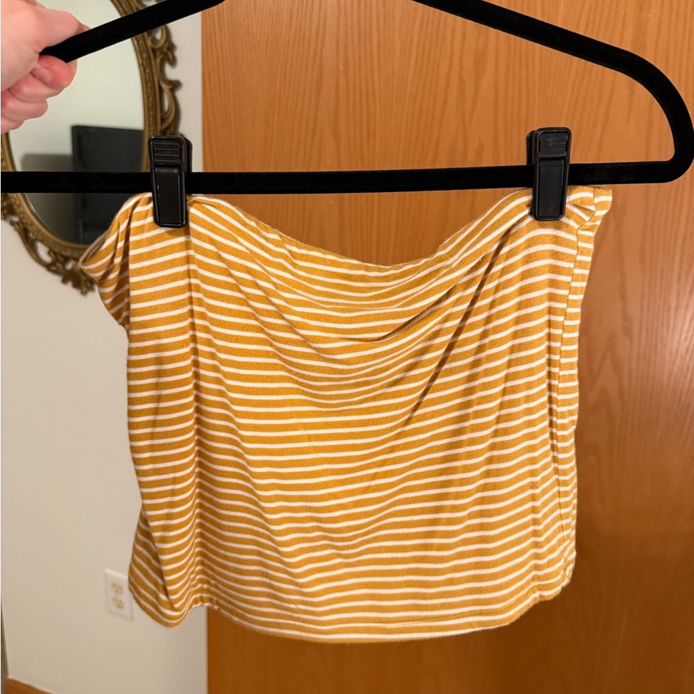 American Eagle Outfitters Yellow Striped Crop Top
